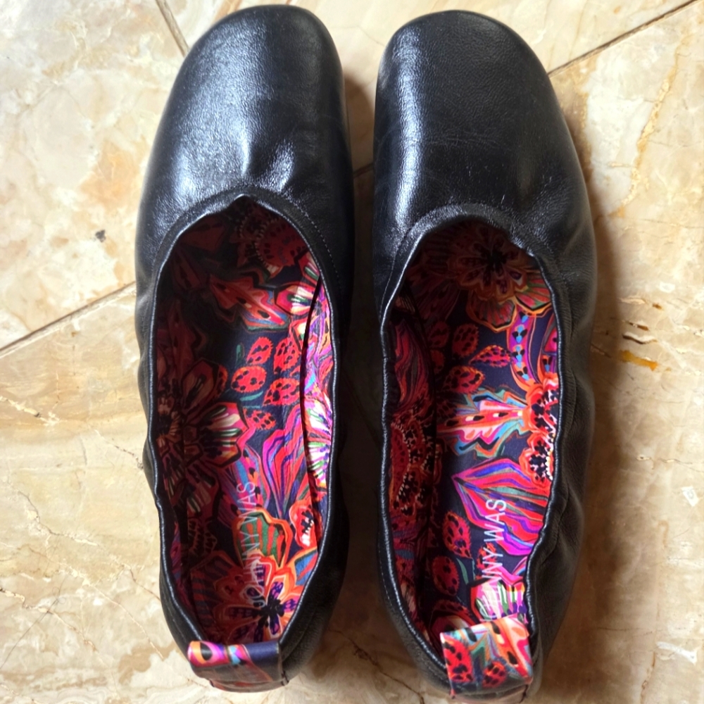 Johnny Was Black Women's Leather Ballet Flats - Worn A Few Times Size 8.5